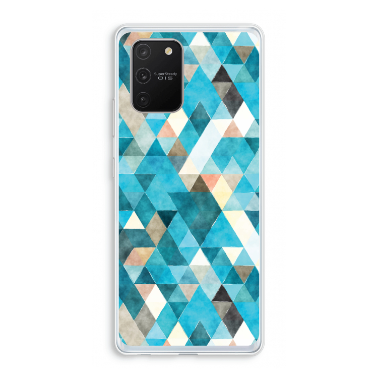 Gekleurde driehoekjes blauw: Samsung Galaxy S10 Lite Transparant Hoesje