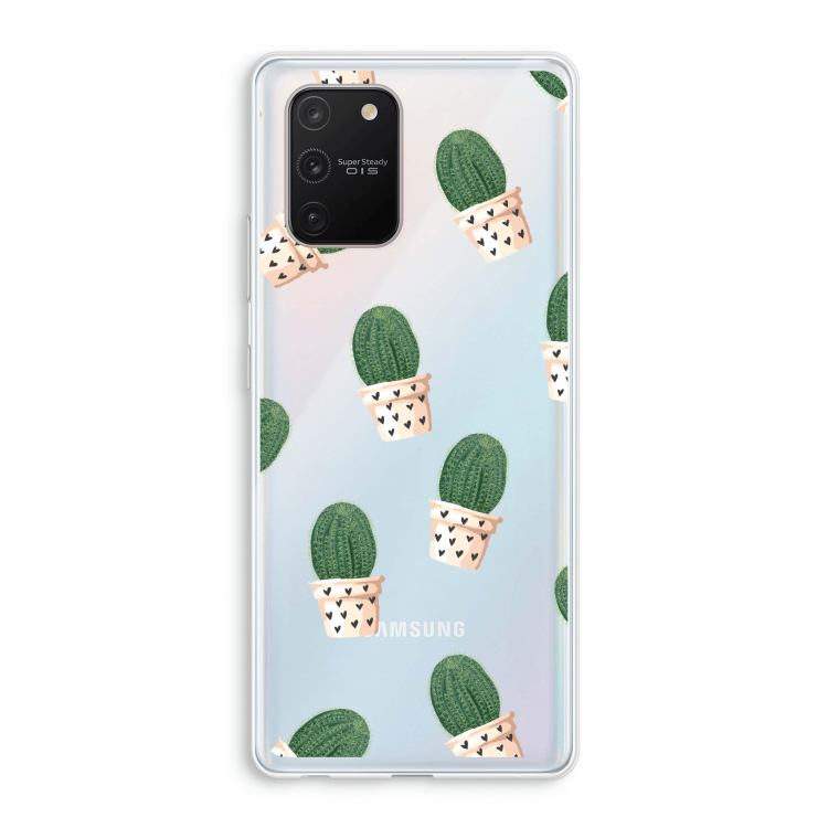 Cactusprint roze: Samsung Galaxy S10 Lite Transparant Hoesje