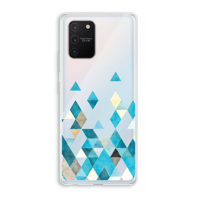 Gekleurde driehoekjes blauw: Samsung Galaxy S10 Lite Transparant Hoesje