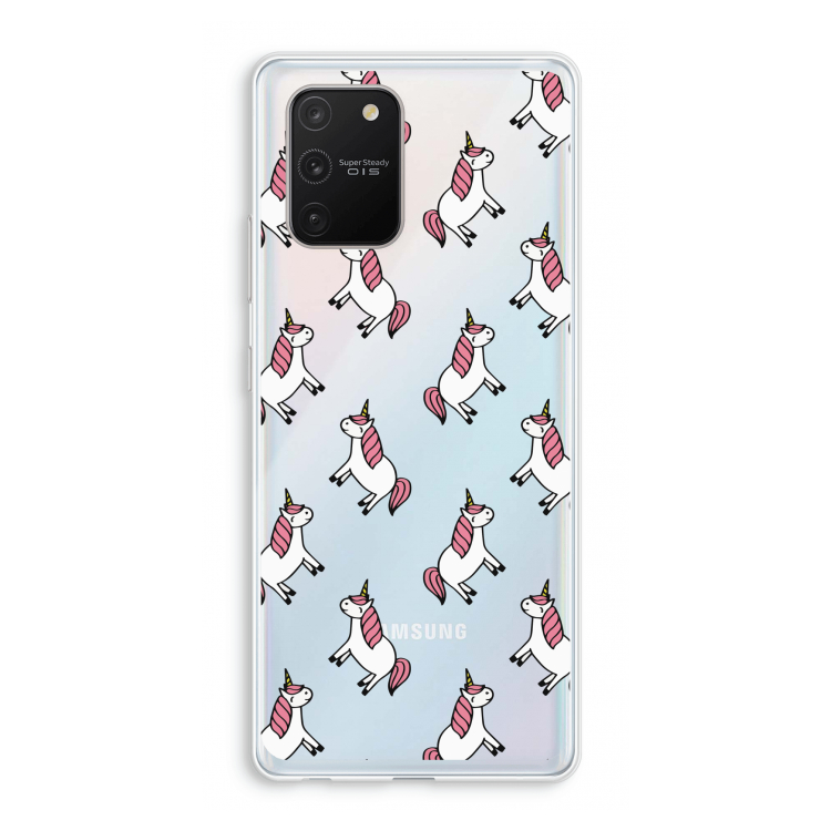 Eenhoorns overal: Samsung Galaxy S10 Lite Transparant Hoesje