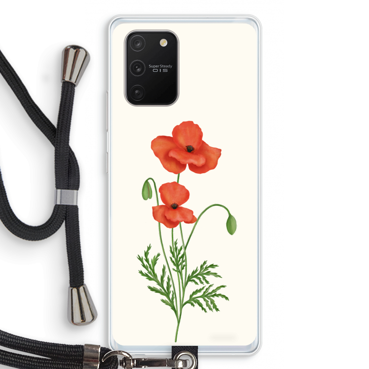 Red poppy: Samsung Galaxy S10 Lite Transparant Hoesje met koord