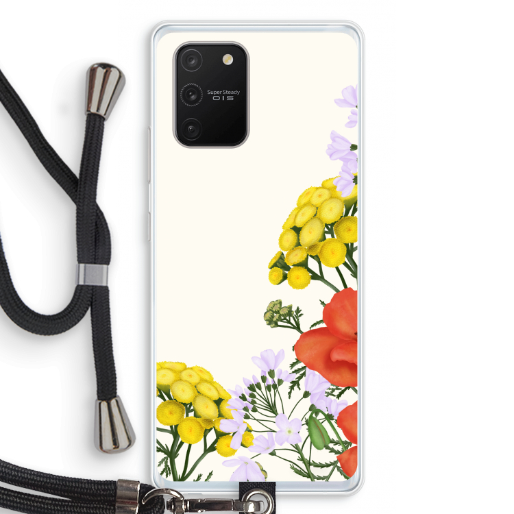 Wilde bloemen: Samsung Galaxy S10 Lite Transparant Hoesje met koord