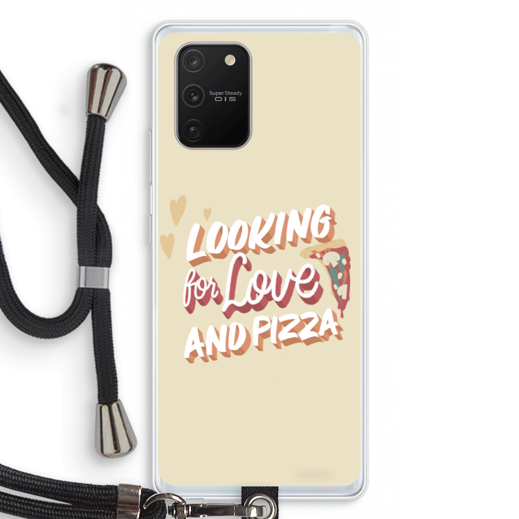 Pizza is the answer: Samsung Galaxy S10 Lite Transparant Hoesje met koord