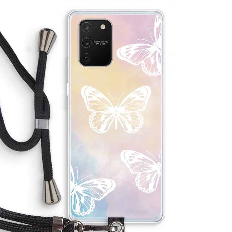 White butterfly: Samsung Galaxy S10 Lite Transparant Hoesje met koord