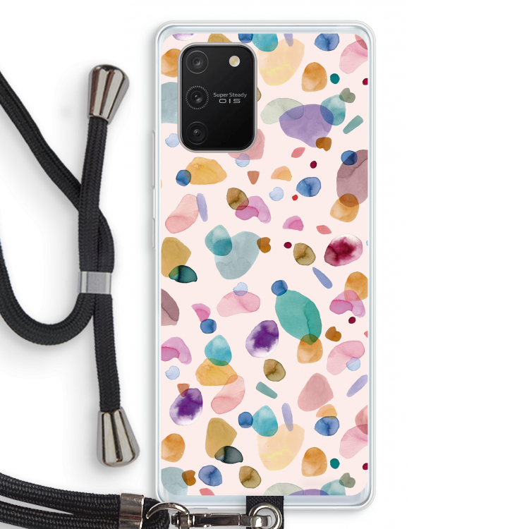 Terrazzo Memphis Pink: Samsung Galaxy S10 Lite Transparant Hoesje met koord
