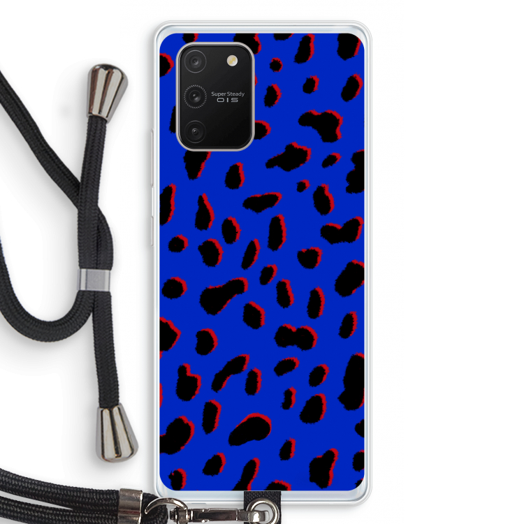 Blue Leopard: Samsung Galaxy S10 Lite Transparant Hoesje met koord