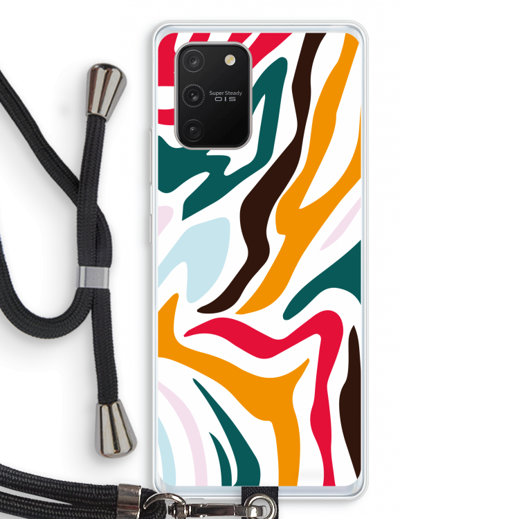 Colored Zebra: Samsung Galaxy S10 Lite Transparant Hoesje met koord