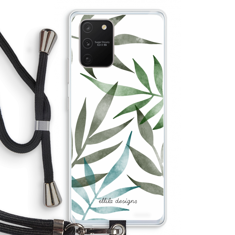 Tropical watercolor leaves: Samsung Galaxy S10 Lite Transparant Hoesje met koord