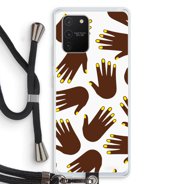 Hands dark: Samsung Galaxy S10 Lite Transparant Hoesje met koord