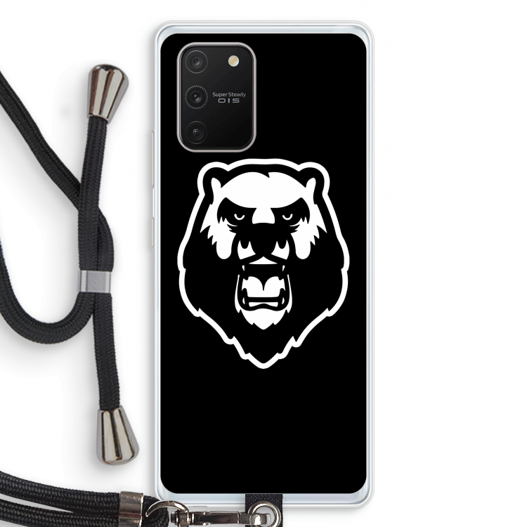 Angry Bear (black): Samsung Galaxy S10 Lite Transparant Hoesje met koord