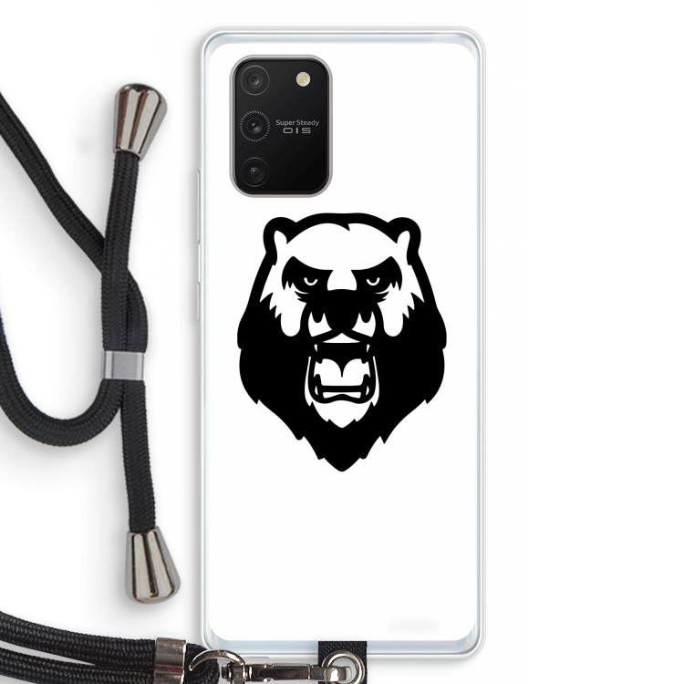 Angry Bear (white): Samsung Galaxy S10 Lite Transparant Hoesje met koord