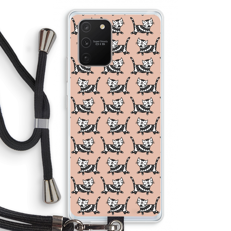Zwarte poes: Samsung Galaxy S10 Lite Transparant Hoesje met koord