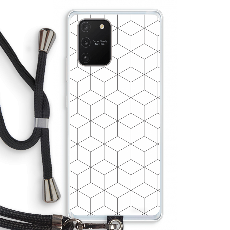 Zwart-witte kubussen: Samsung Galaxy S10 Lite Transparant Hoesje met koord