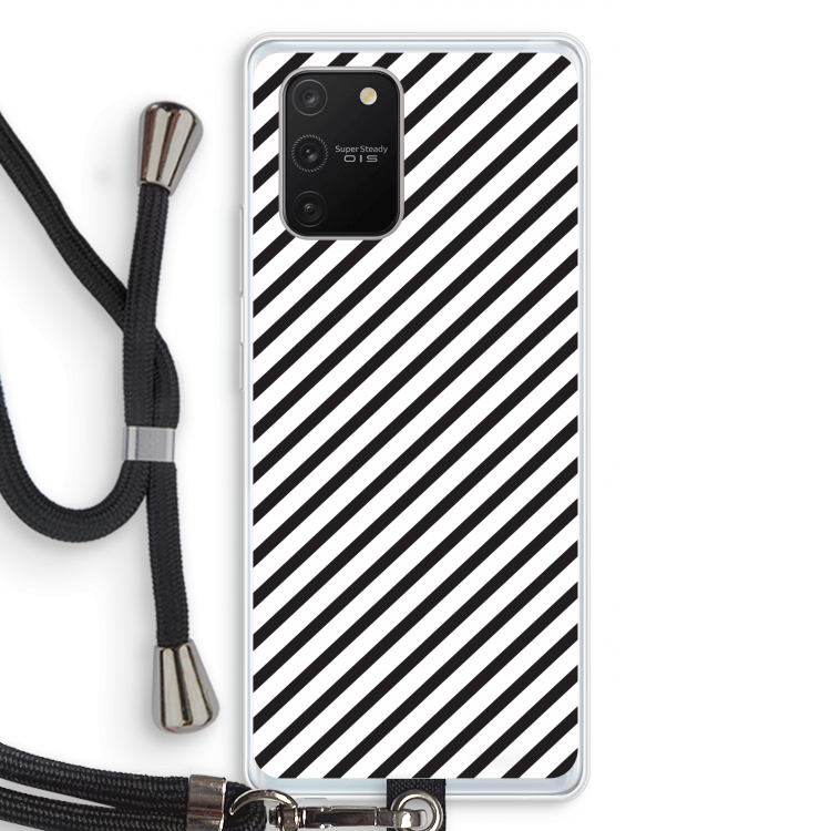 Strepen zwart-wit: Samsung Galaxy S10 Lite Transparant Hoesje met koord