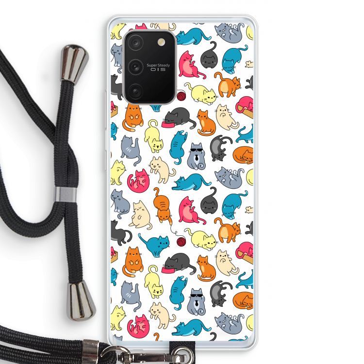Kleurrijke katten: Samsung Galaxy S10 Lite Transparant Hoesje met koord
