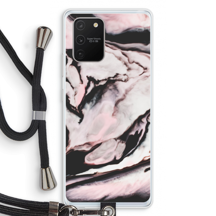 Roze stroom: Samsung Galaxy S10 Lite Transparant Hoesje met koord