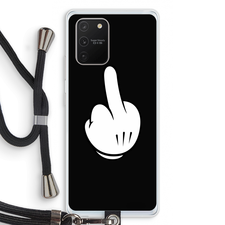 Middle finger black: Samsung Galaxy S10 Lite Transparant Hoesje met koord