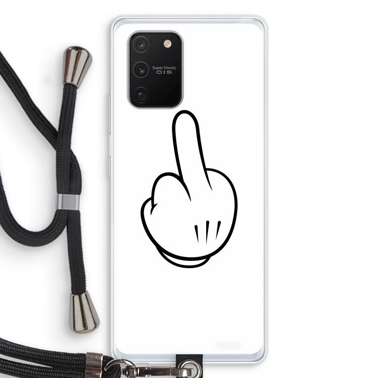 Middle finger white: Samsung Galaxy S10 Lite Transparant Hoesje met koord