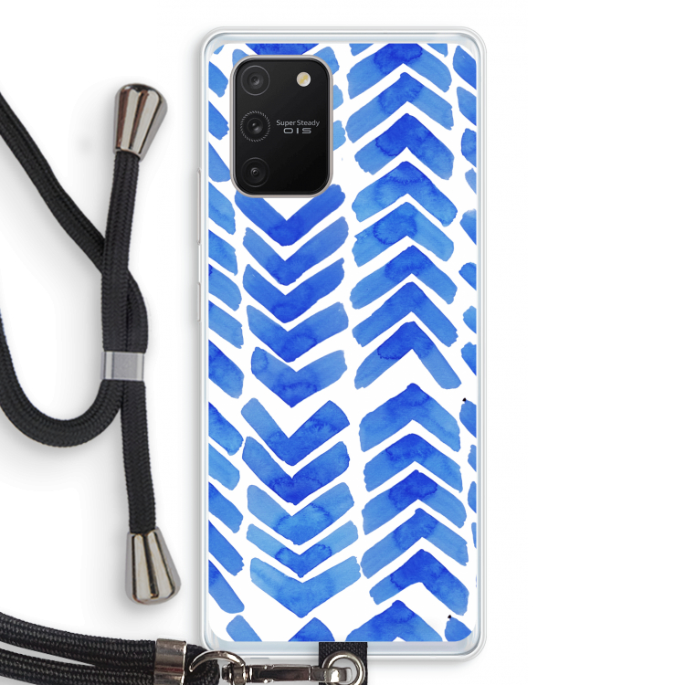 Blauwe pijlen: Samsung Galaxy S10 Lite Transparant Hoesje met koord