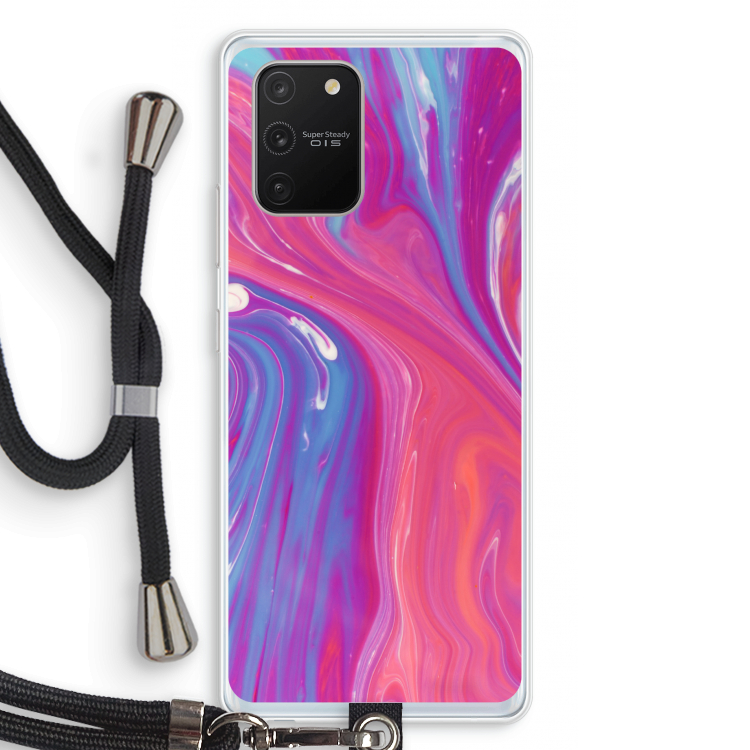 Paarse stroom: Samsung Galaxy S10 Lite Transparant Hoesje met koord