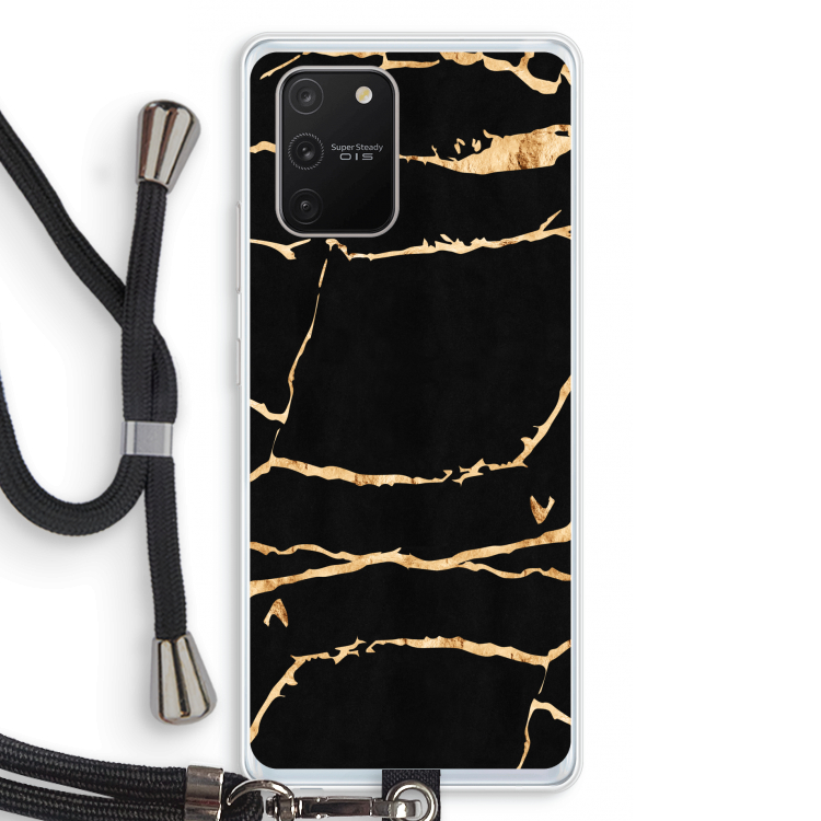 Gouden marmer: Samsung Galaxy S10 Lite Transparant Hoesje met koord