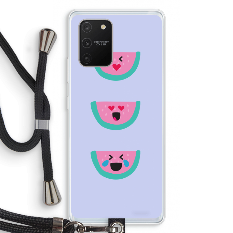 Smiley watermeloen: Samsung Galaxy S10 Lite Transparant Hoesje met koord