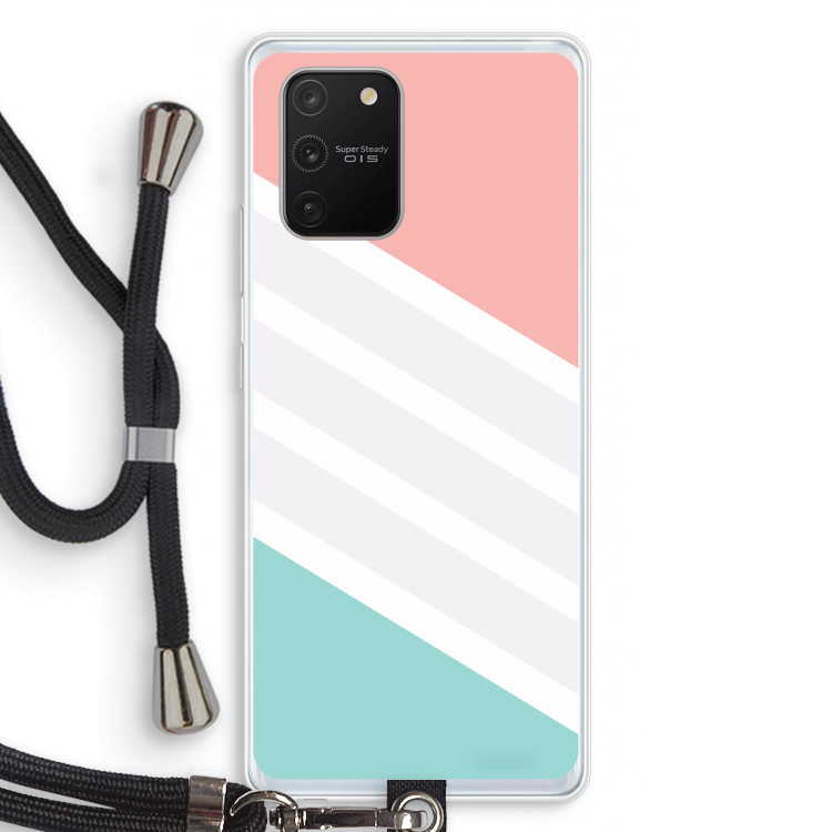 Strepen pastel: Samsung Galaxy S10 Lite Transparant Hoesje met koord
