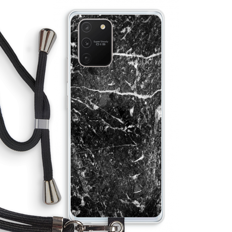 Zwart marmer: Samsung Galaxy S10 Lite Transparant Hoesje met koord