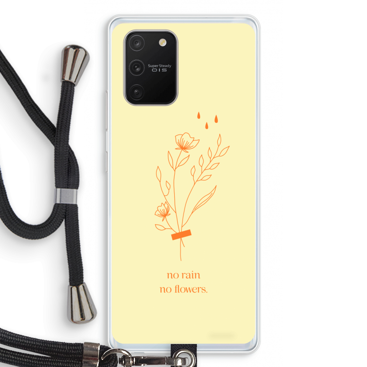 No rain no flowers: Samsung Galaxy S10 Lite Transparant Hoesje met koord