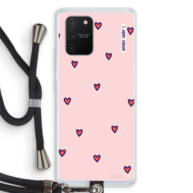 Hartjes: Samsung Galaxy S10 Lite Transparant Hoesje met koord