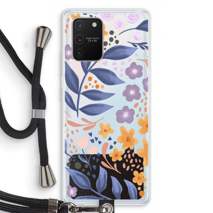 Flowers with blue leaves: Samsung Galaxy S10 Lite Transparant Hoesje met koord