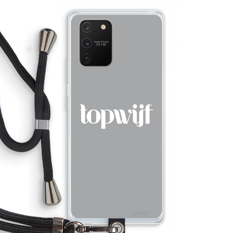 Topwijf Grijs Wit: Samsung Galaxy S10 Lite Transparant Hoesje met koord
