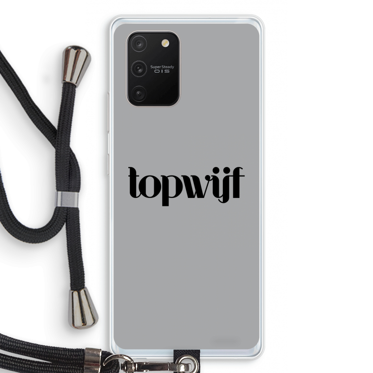 Topwijf Grijs Zwart: Samsung Galaxy S10 Lite Transparant Hoesje met koord