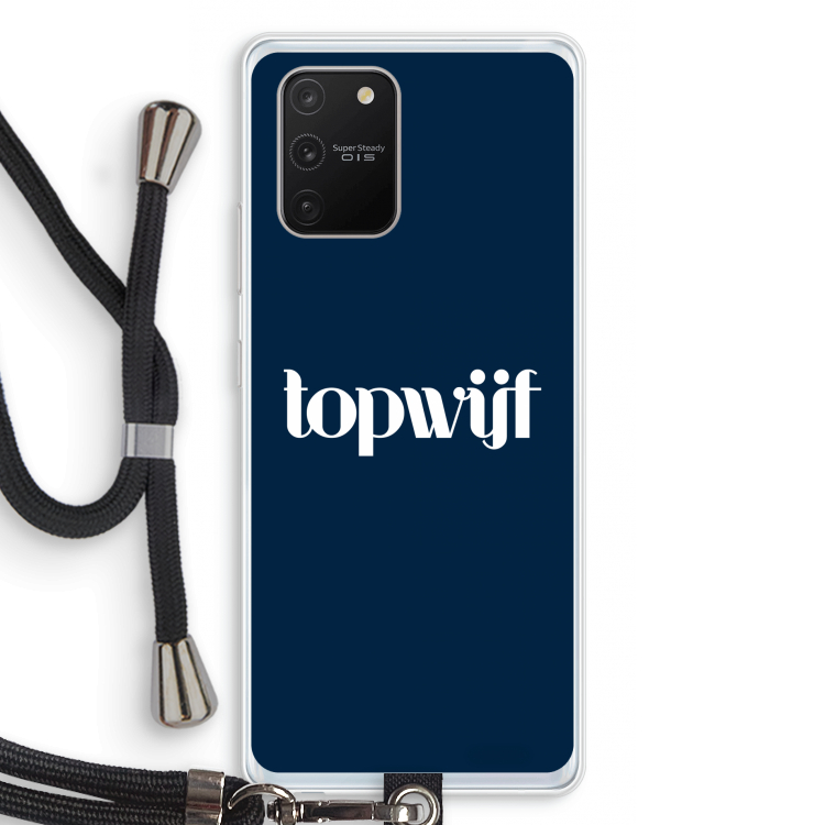 Topwijf Navy: Samsung Galaxy S10 Lite Transparant Hoesje met koord