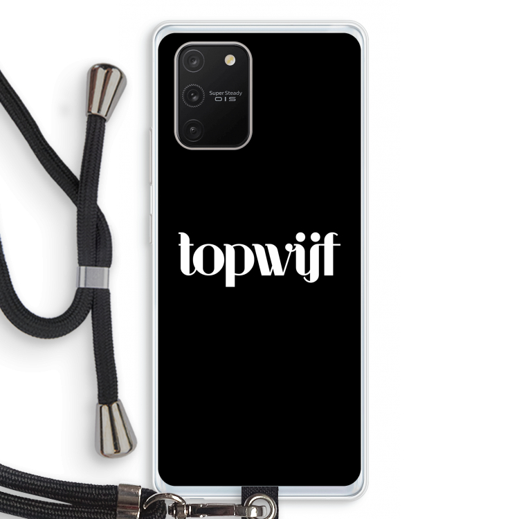 Topwijf Zwart: Samsung Galaxy S10 Lite Transparant Hoesje met koord