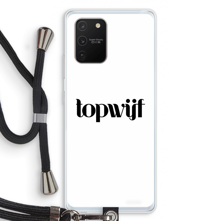 Topwijf Wit: Samsung Galaxy S10 Lite Transparant Hoesje met koord