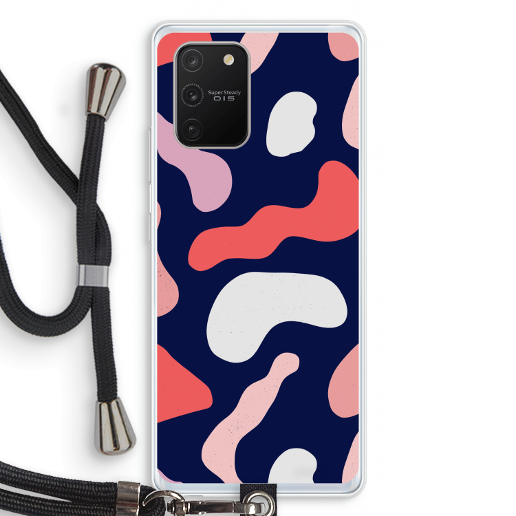 Memphis Shapes Pink: Samsung Galaxy S10 Lite Transparant Hoesje met koord