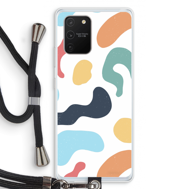 Memphis Shapes Blue: Samsung Galaxy S10 Lite Transparant Hoesje met koord