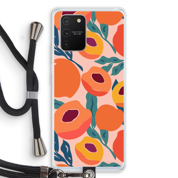 Perzik: Samsung Galaxy S10 Lite Transparant Hoesje met koord