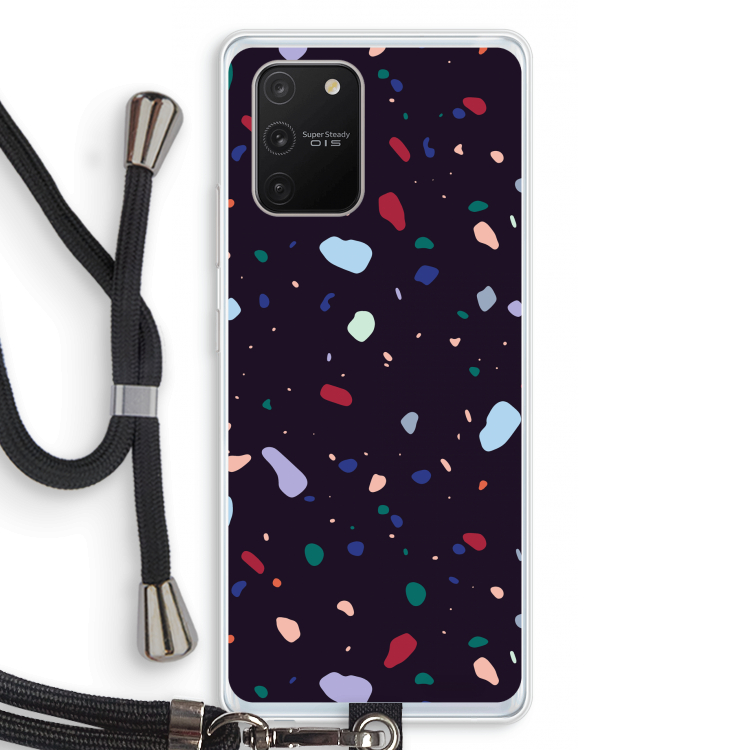 Dark Rounded Terrazzo: Samsung Galaxy S10 Lite Transparant Hoesje met koord