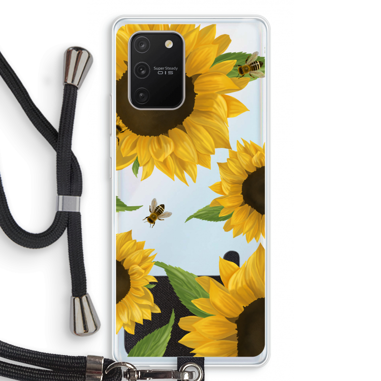 Sunflower and bees: Samsung Galaxy S10 Lite Transparant Hoesje met koord