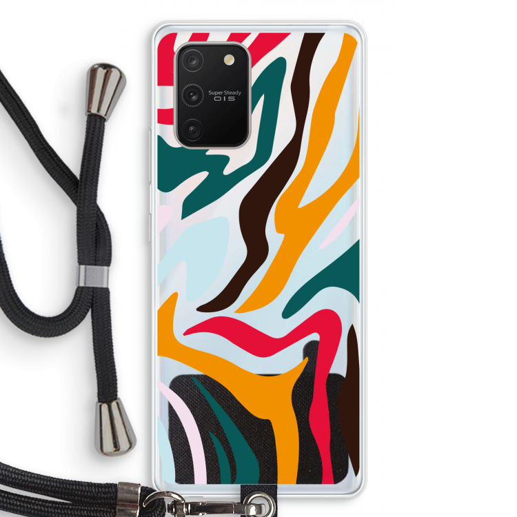 Colored Zebra: Samsung Galaxy S10 Lite Transparant Hoesje met koord