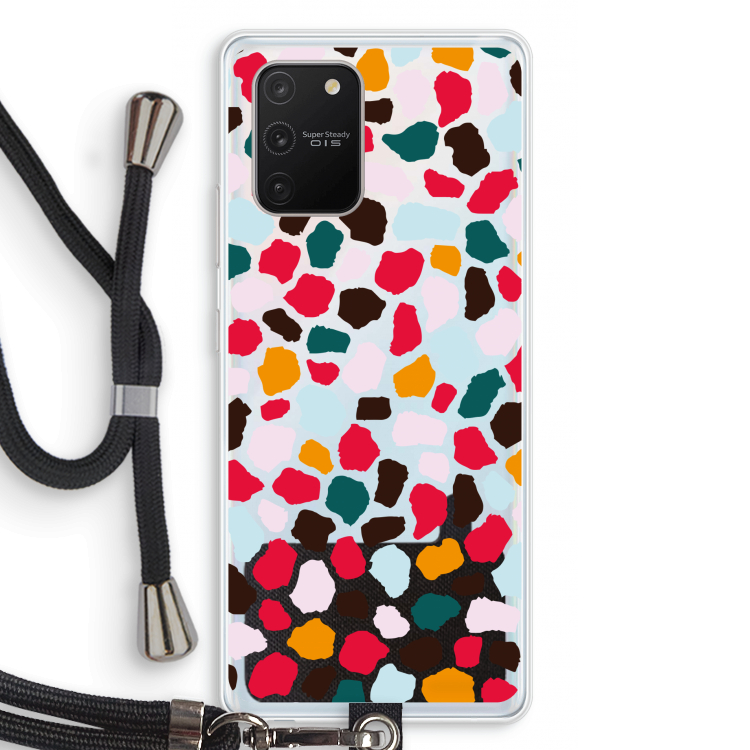 Colored Giraffe: Samsung Galaxy S10 Lite Transparant Hoesje met koord
