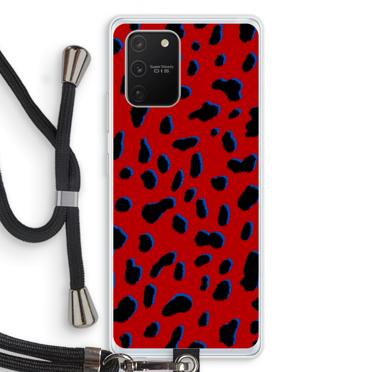 Red Leopard: Samsung Galaxy S10 Lite Transparant Hoesje met koord