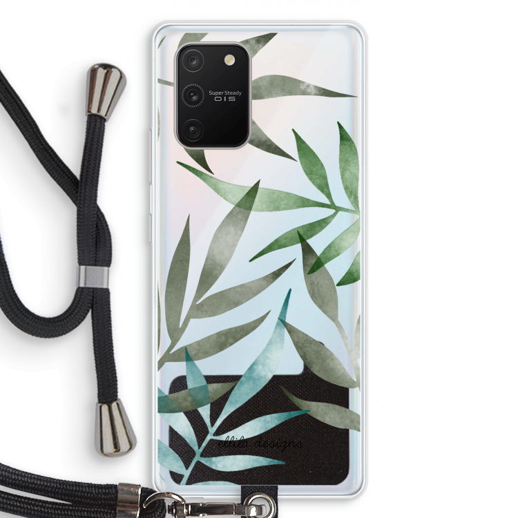 Tropical watercolor leaves: Samsung Galaxy S10 Lite Transparant Hoesje met koord