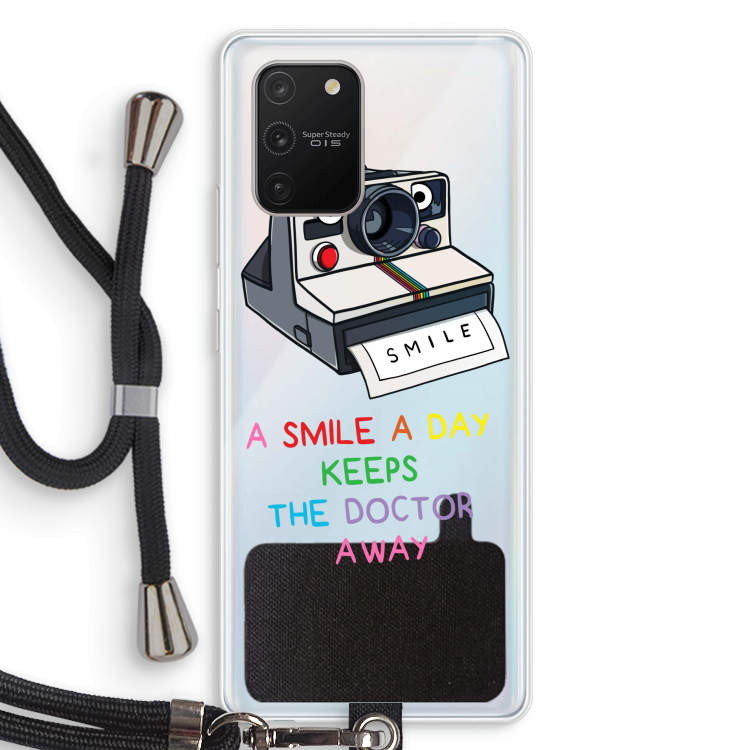 Smile: Samsung Galaxy S10 Lite Transparant Hoesje met koord