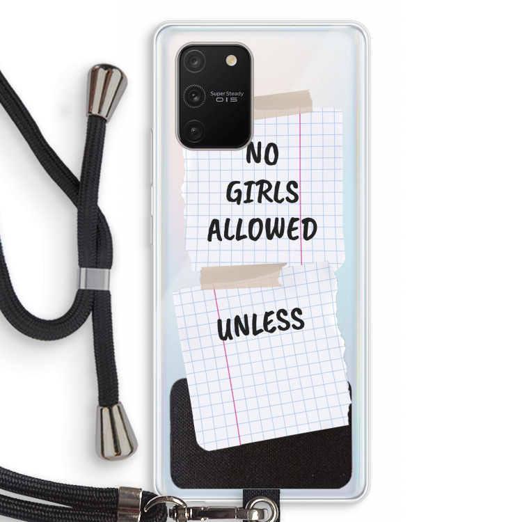 No Girls Allowed Unless: Samsung Galaxy S10 Lite Transparant Hoesje met koord