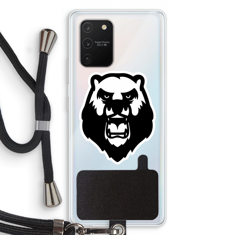 Angry Bear (white): Samsung Galaxy S10 Lite Transparant Hoesje met koord