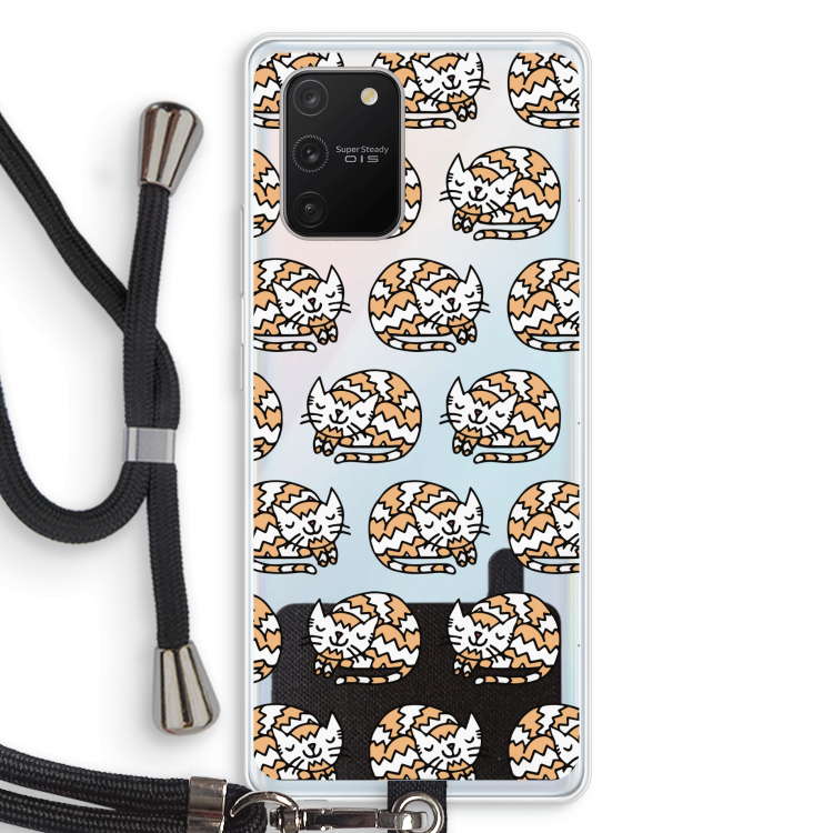 Slapende poes: Samsung Galaxy S10 Lite Transparant Hoesje met koord