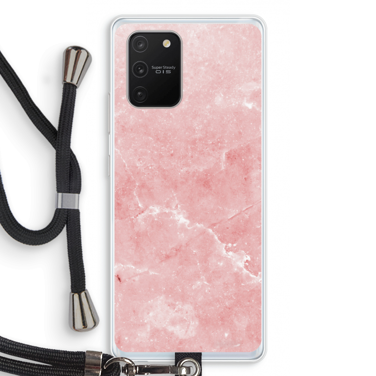 Roze marmer: Samsung Galaxy S10 Lite Transparant Hoesje met koord